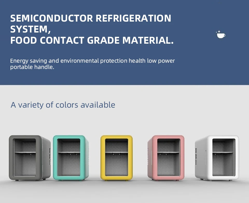 Portable Cooling Mini Fridge Compact Refrigerator for Dorm & Car Elegant Transparent‑Door Fridge for Cosmetics & Drinks Storage