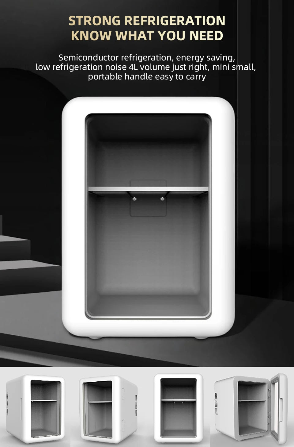 Portable Cooling Mini Fridge Compact Refrigerator for Dorm & Car Elegant Transparent‑Door Fridge for Cosmetics & Drinks Storage