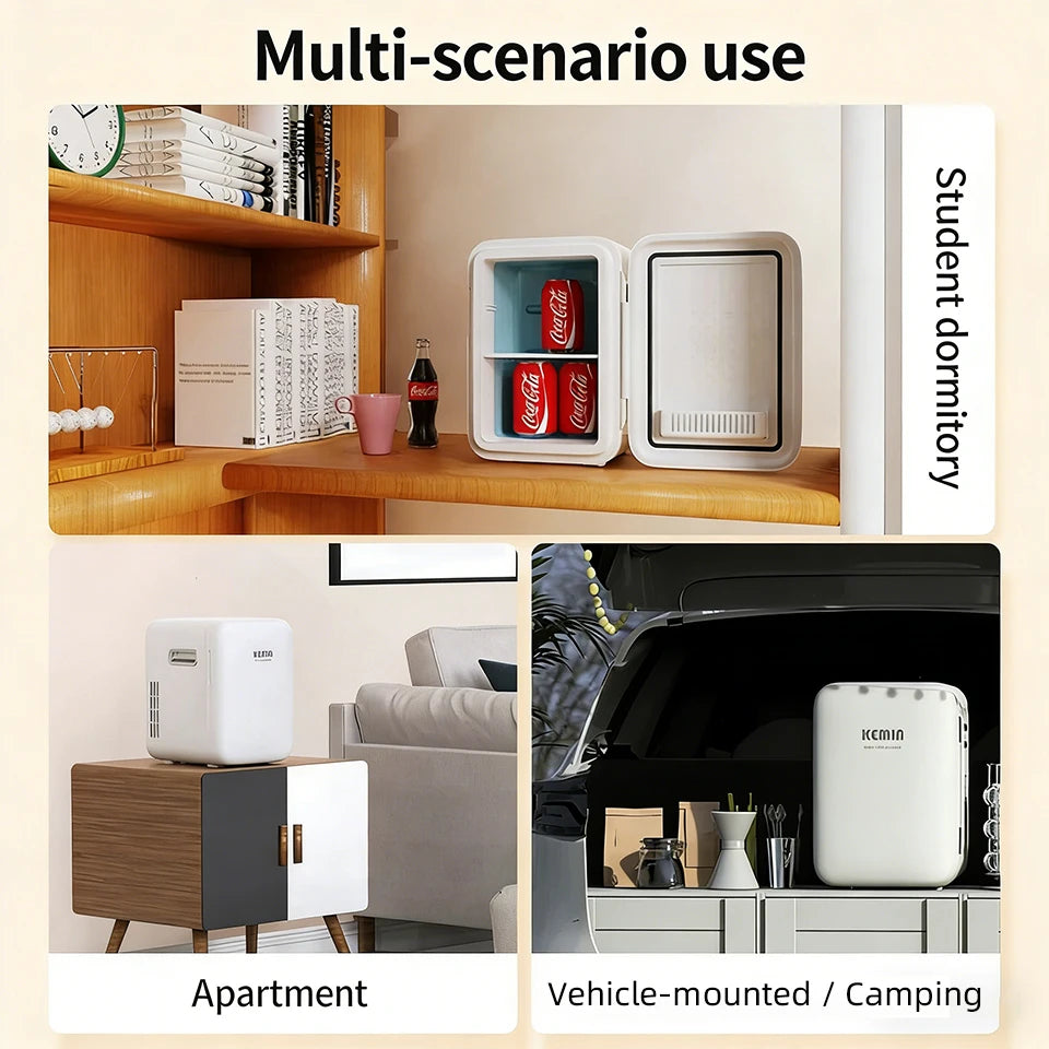 Portable Cooling Mini Fridge Compact Refrigerator for Dorm & Car Elegant Transparent‑Door Fridge for Cosmetics & Drinks Storage